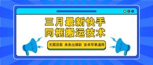 三月最新快手同框搬运技术，无需混剪 条条出爆款 安卓苹果通用-揽颜居工坊