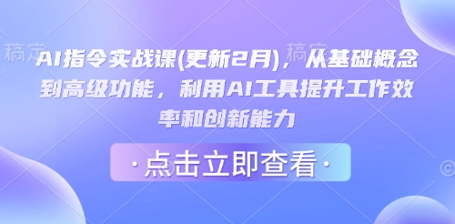 AI指令实战课(更新2月)，从基础概念到高级功能，利用AI工具提升工作效率和创新能力-揽颜居工坊