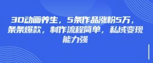 3D动画养生，5条作品涨粉5万，条条爆款，制作流程简单，私域变现能力强-揽颜居工坊