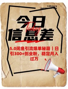 5.0闲鱼引流爆单秘籍，日引300+创业粉，稳定月入过W-揽颜居工坊