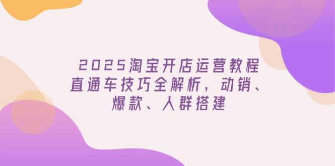 2025淘宝开店运营教程更新，直通车技巧全解析，动销、爆款、人群搭建-揽颜居工坊