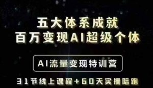 五大体系成就百万变现AI超级个体- AI流量变现特训营,一步一步教你一个人怎么年入百W-揽颜居工坊
