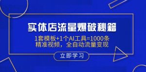 实体店流量爆破秘籍：1套模板+1个AI工具=1000条精准视频，全自动流量变现-揽颜居工坊