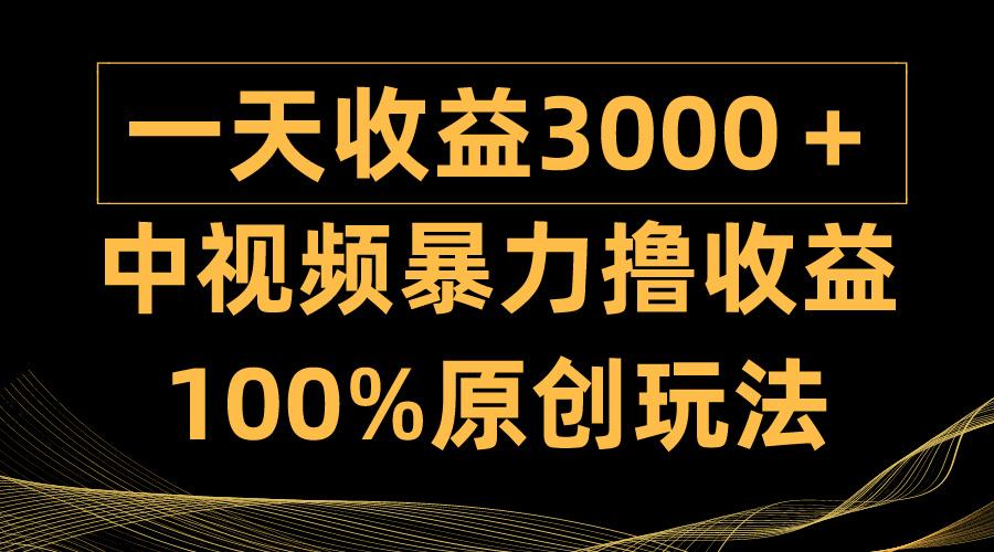 (9696期)中视频暴力撸收益，日入3000＋，100%原创玩法，小白轻松上手多种变现方式-揽颜居工坊