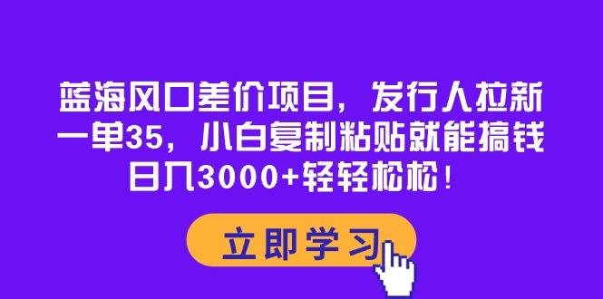 蓝海风口差价项目，发行人拉新，一单35，小白复制粘贴就能搞钱！日入30…-揽颜居工坊