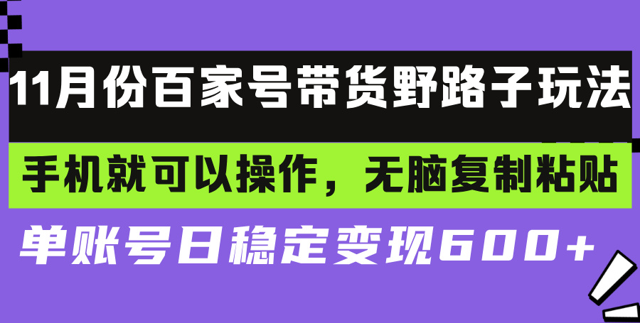 百家号带货野路子玩法 手机就可以操作，无脑复制粘贴 单账号日稳定变现…-揽颜居工坊