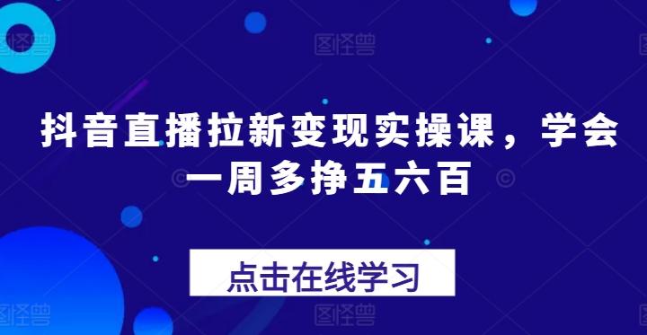 抖音直播拉新变现实操课，学会一周多挣五六百-揽颜居工坊