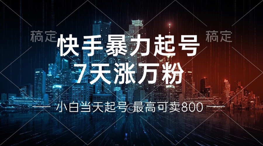 快手暴力起号，7天涨万粉，小白当天起号 多种变现方式，账号回收，单月...-揽颜居工坊