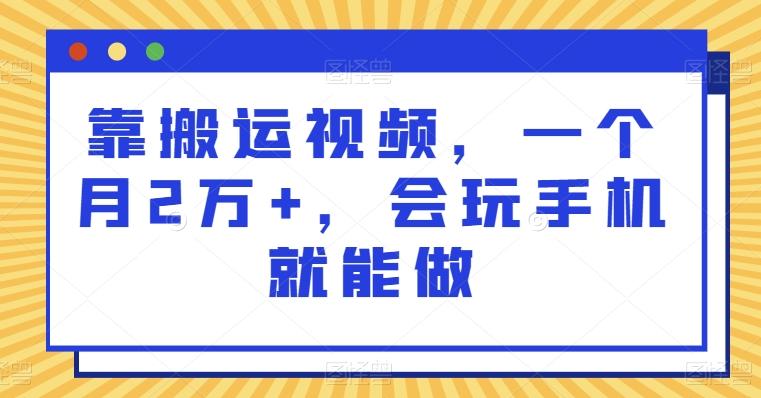 靠搬运视频，一个月2万+，会玩手机就能做-揽颜居工坊
