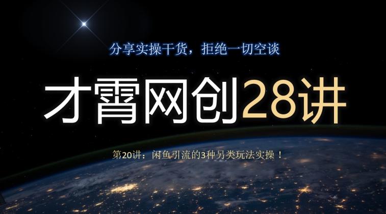 才霄网创28讲第20讲：闲鱼引流的3种另类玩法实操！-揽颜居工坊