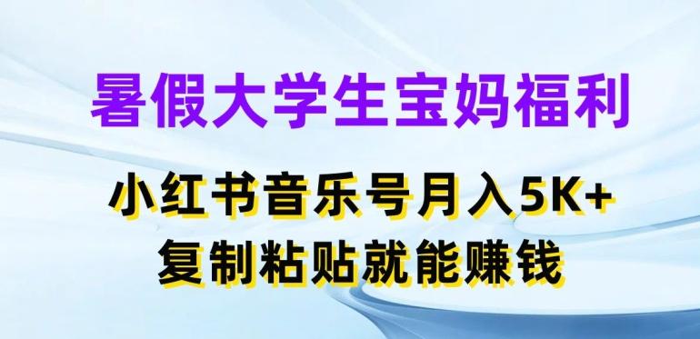 暑假大学生宝妈福利，小红书音乐号月入5000+，复制粘贴就能赚钱【揭秘】-揽颜居工坊