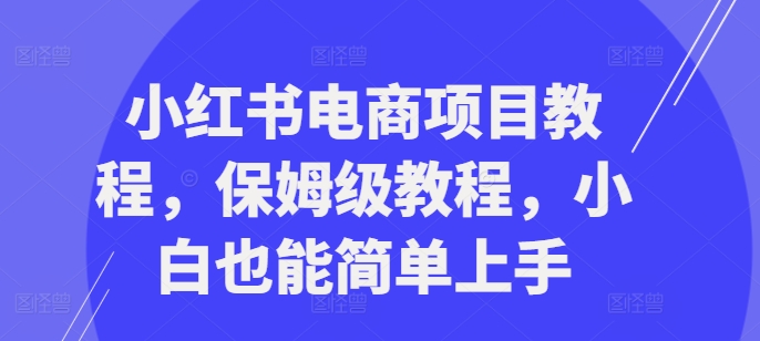 小红书电商项目教程，保姆级教程，小白也能简单上手-揽颜居工坊