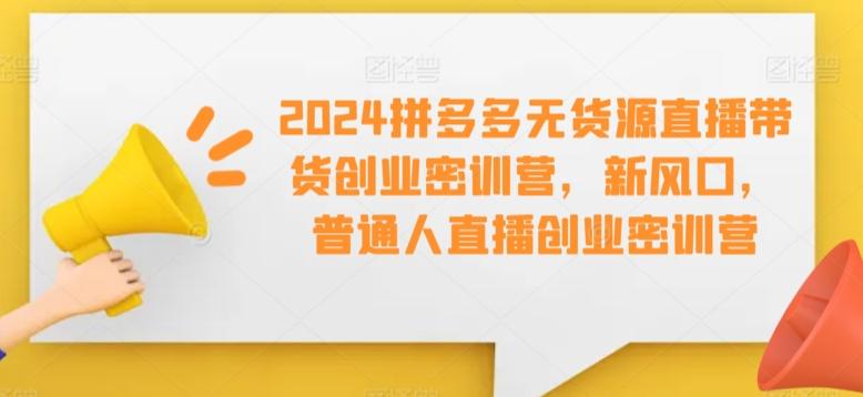 2024拼多多无货源直播带货创业密训营，新风口，普通人直播创业密训营-揽颜居工坊