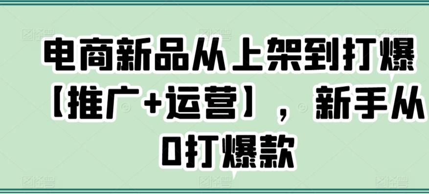 电商新品从上架到打爆【推广+运营】，新手从0打爆款-揽颜居工坊