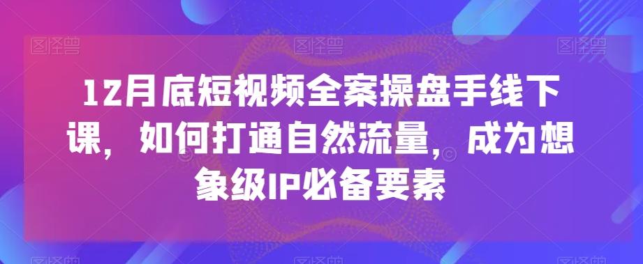 12月底短视频全案操盘手线下课，如何打通自然流量，成为想象级IP必备要素-揽颜居工坊