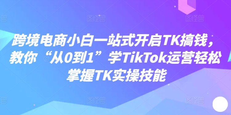 跨境电商小白一站式开启TK搞钱，教你“从0到1”学TikTok运营轻松掌握TK实操技能-揽颜居工坊