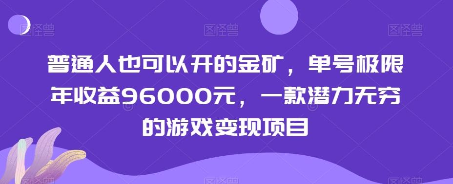 普通人也可以开的金矿，单号极限年收益96000元，一款潜力无穷的游戏变现项目【揭秘】-揽颜居工坊