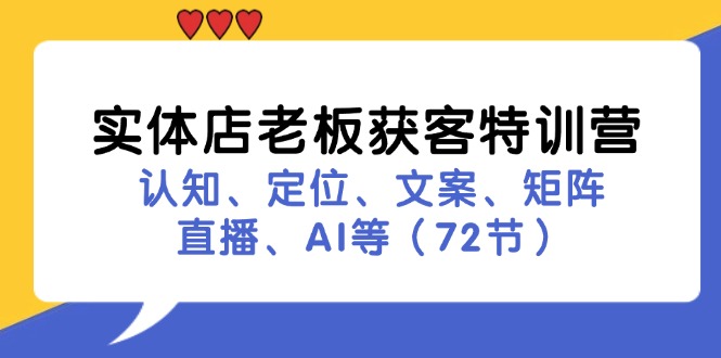实体店老板获客特训营：认知、定位、文案、矩阵、直播、AI等(72节-揽颜居工坊