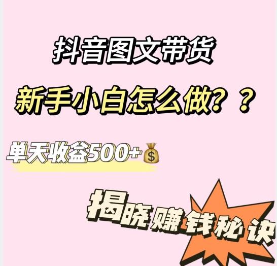 抖音图文带货，新手小白怎么做？单天收益500+【揭秘赚钱秘诀】-揽颜居工坊