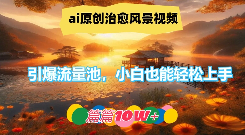 ai原创治愈风景视频，引爆流量池，小白也能轻松上手，篇篇10w+【揭秘】-揽颜居工坊
