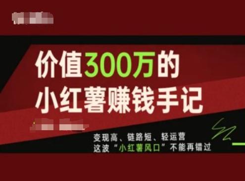 价值300万的小红书赚钱手记，变现高、链路短、轻运营，这波“小红薯风口”不能再错过-揽颜居工坊