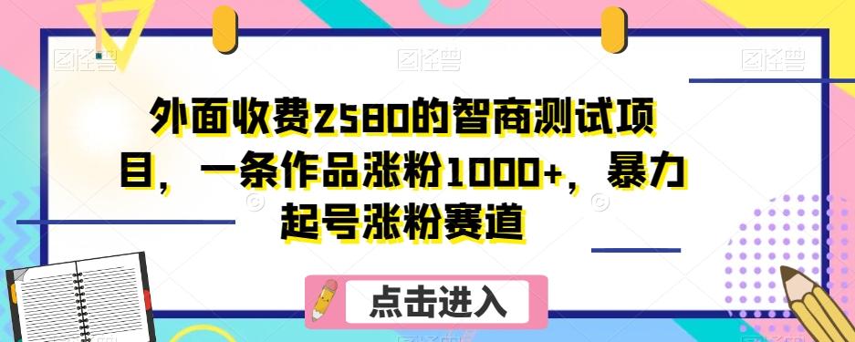 外面收费2580的智商测试项目，一条作品涨粉1000+，暴力起号涨粉赛道【揭秘】-揽颜居工坊