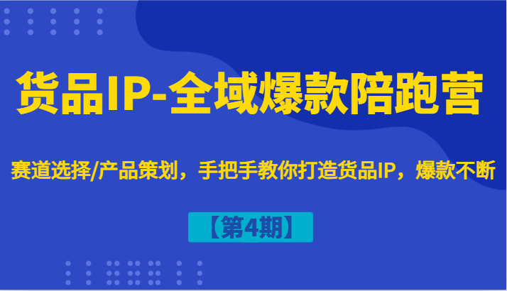 货品IP-全域爆款陪跑营【第4期】赛道选择/产品策划，手把手教你打造货品IP，爆款不断-揽颜居工坊