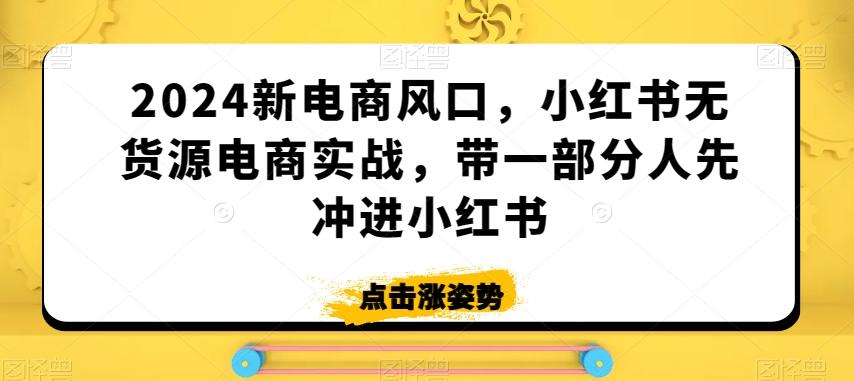 2024新电商风口，小红书无货源电商实战，带一部分人先冲进小红书-揽颜居工坊