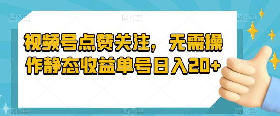 视频号点赞关注，无需操作静态收益单号日入20+-揽颜居工坊