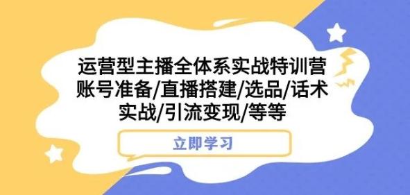 运营型主播全体系实战特训营，账号准备/直播搭建/选品/话术实战/引流变现/等等-揽颜居工坊