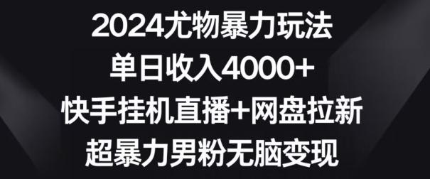 2024尤物暴力玩法，单日收入4000+，快手挂机直播+网盘拉新，超暴力男粉无脑变现【揭秘】-揽颜居工坊