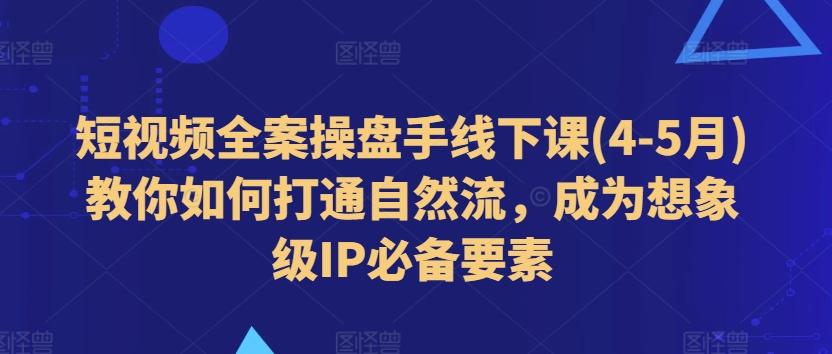 短视频全案操盘手线下课(4-5月)教你如何打通自然流，成为想象级IP必备要素-揽颜居工坊