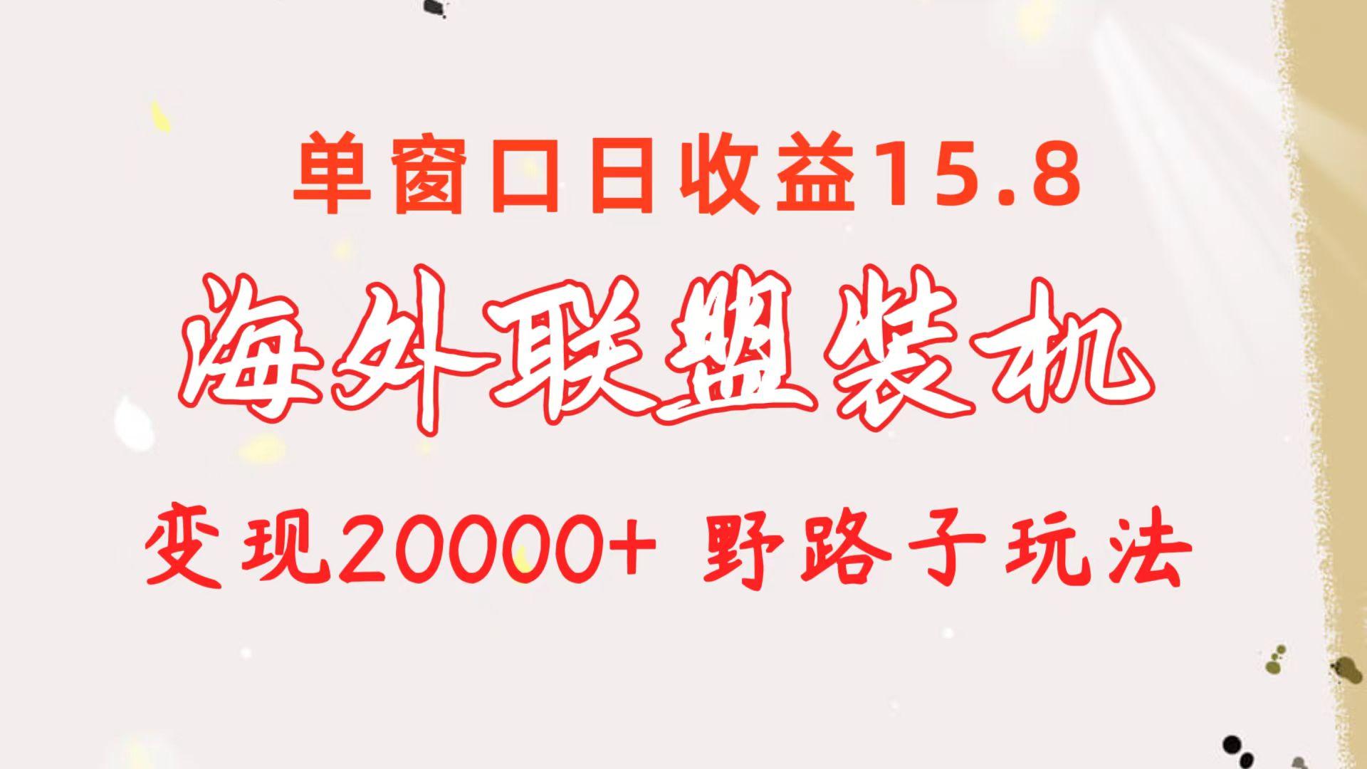 海外联盟装机 单窗口日收益15.8  变现20000+ 野路子玩法-揽颜居工坊