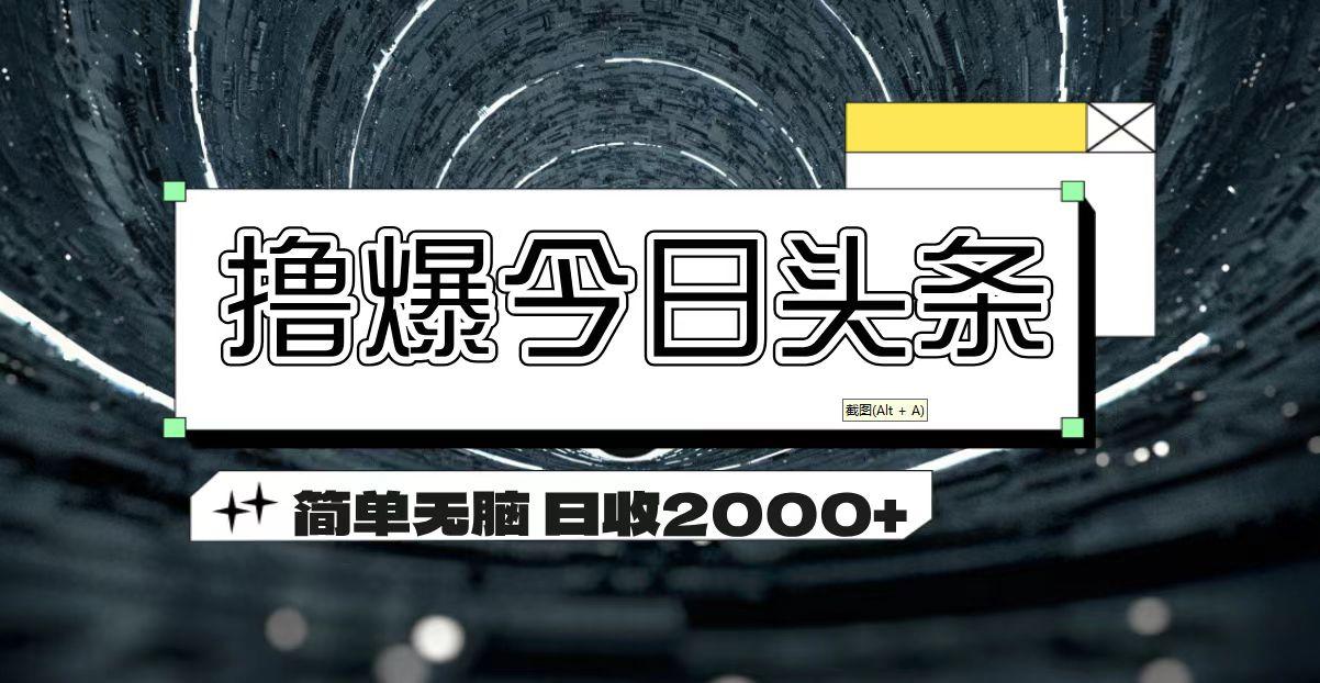 撸爆今日头条 简单无脑操作 日收2000+-揽颜居工坊