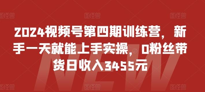 2024视频号第四期训练营，新手一天就能上手实操，0粉丝带货日收入3455元-揽颜居工坊
