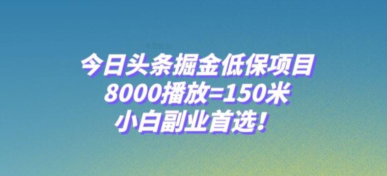 今日头条掘金低保项目，8000播放=150米，小白副业首选【揭秘】-揽颜居工坊