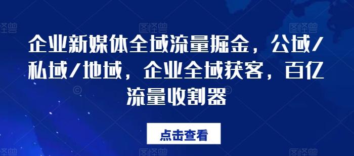 企业新媒体全域流量掘金，公域/私域/地域，企业全域获客，百亿流量收割器-揽颜居工坊