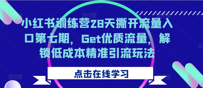 小红书训练营28天撕开流量入口第七期，Get优质流量，解锁低成本精准引流玩法-揽颜居工坊