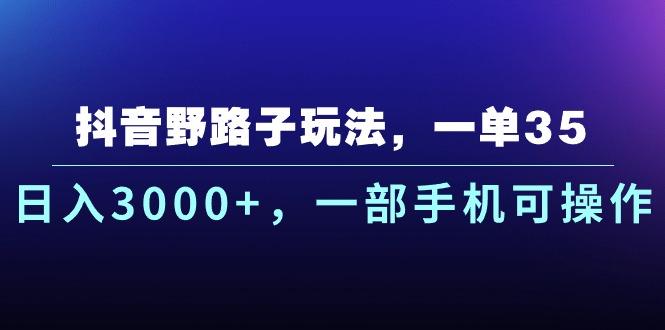 抖音野路子玩法，一单35.日入3000+，一部手机可操作-揽颜居工坊