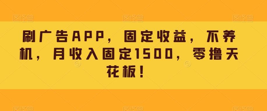 刷广告APP，固定收益，不养机，月收入固定1500，零撸天花板！-揽颜居工坊