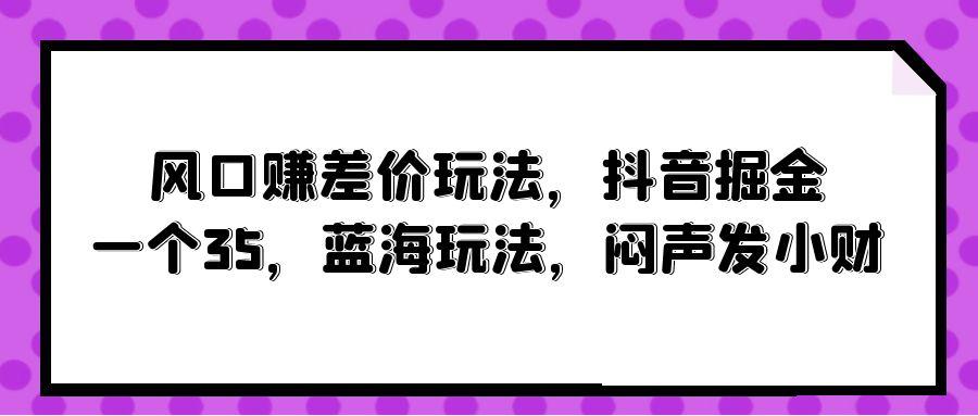 (10022期)风口赚差价玩法，抖音掘金，一个35，蓝海玩法，闷声发小财-揽颜居工坊