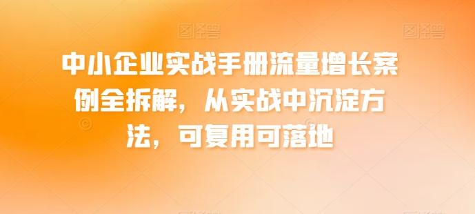 中小企业实战手册流量增长案例全拆解，从实战中沉淀方法，可复用可落地-揽颜居工坊