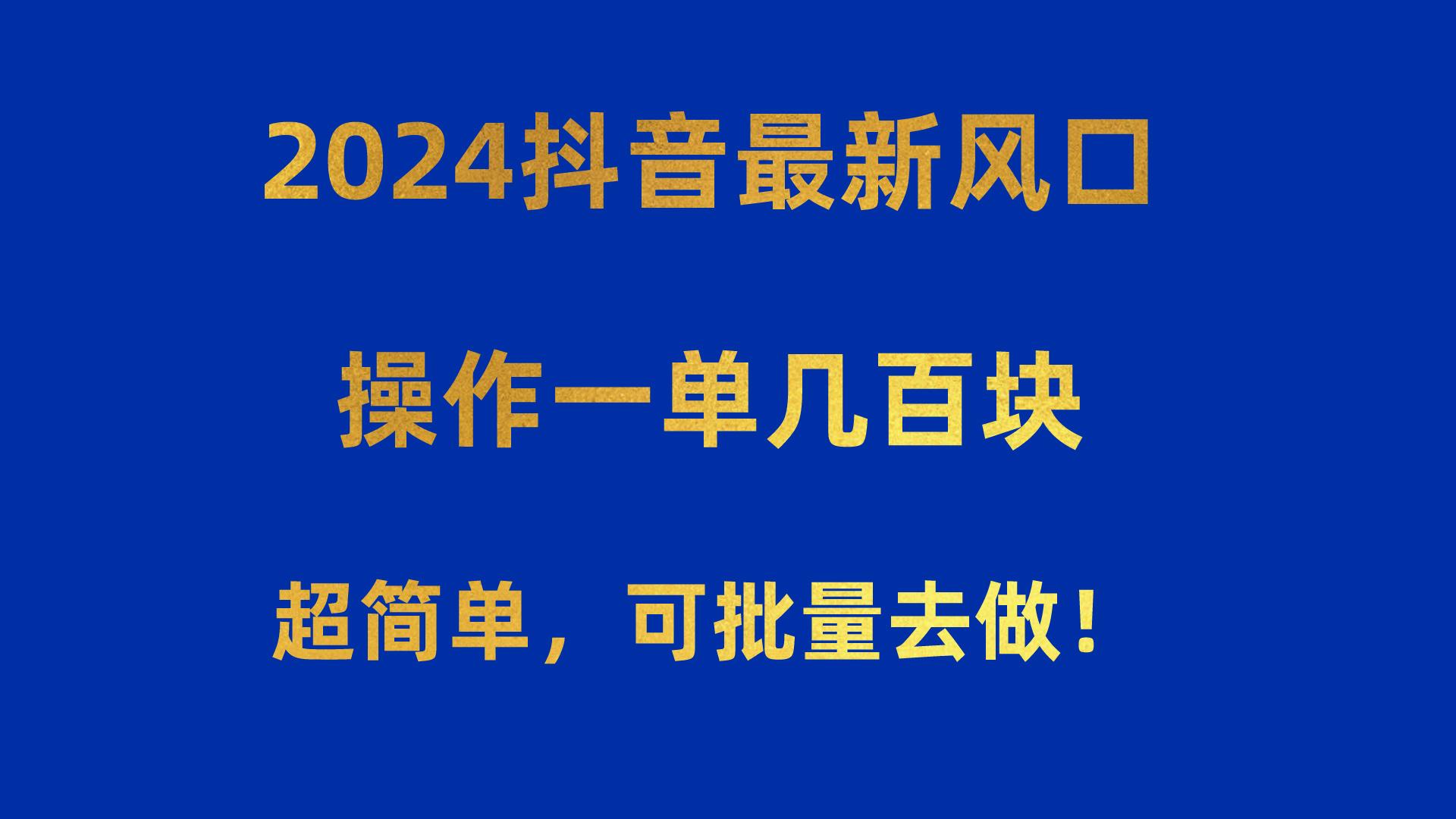 2024抖音最新风口！操作一单几百块！超简单，可批量去做！！！-揽颜居工坊