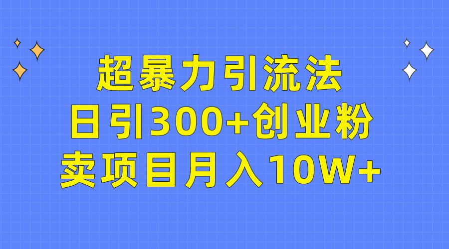 (9954期)超暴力引流法，日引300+创业粉，卖项目月入10W+-揽颜居工坊