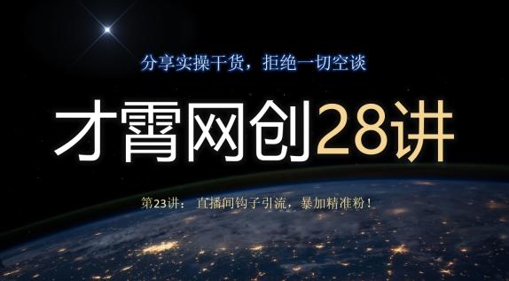 才霄网创28讲第23讲：直播间钩子引流，暴加精准粉！-揽颜居工坊
