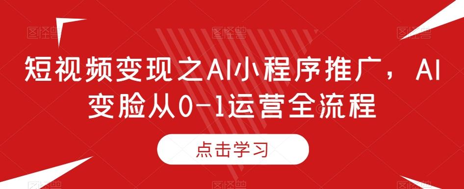 短视频变现之AI小程序推广，AI变脸从0-1运营全流程-揽颜居工坊