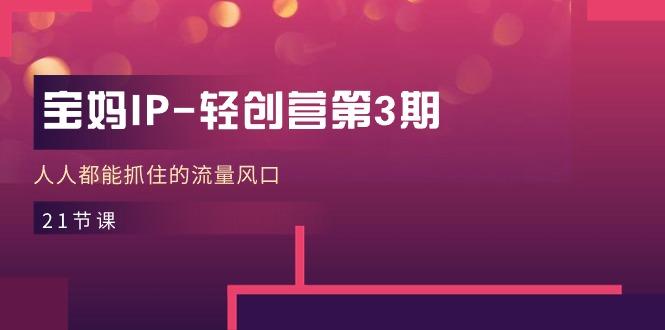 宝妈IP-轻创营第3期，人人都能抓住的流量风口(21节课-揽颜居工坊