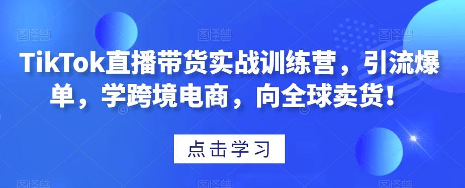 TikTok直播带货实战训练营，引流爆单，学跨境电商，向全球卖货！-揽颜居工坊