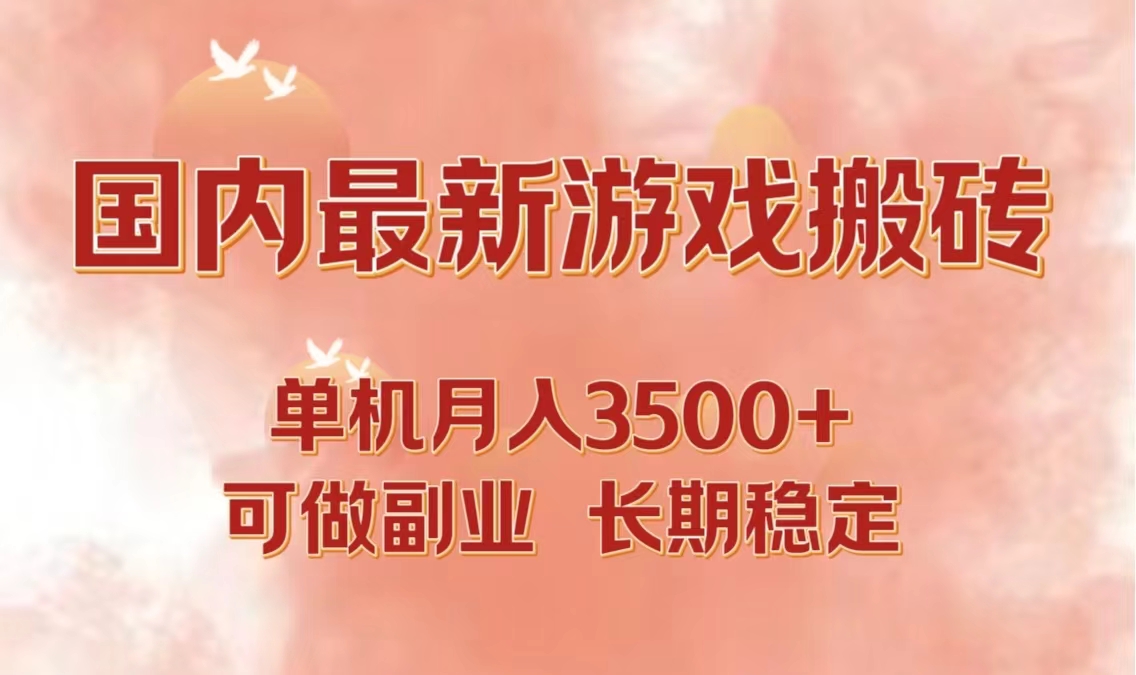 国内最新游戏打金搬砖，单机月入3500+可做副业 长期稳定-揽颜居工坊