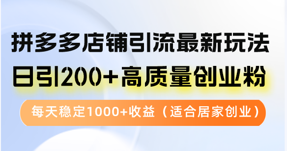 拼多多店铺引流最新玩法，日引200+高质量创业粉，每天稳定1000+收益(...-揽颜居工坊